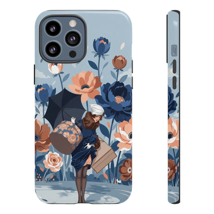 ☂️🌺 The Lady Of The Traveling Garden Phone Case – Art Deco Floral Adventure