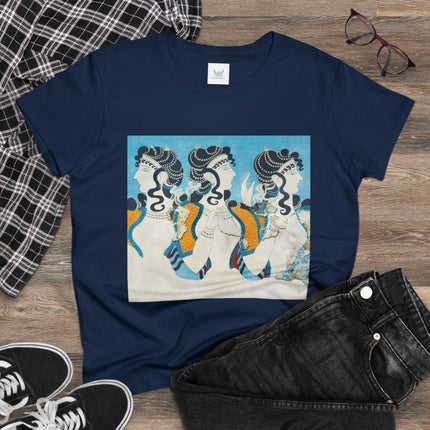 Reproduction of Ladies in Blue by Emile Gilliéron Women's Midweight Cotton Tee
