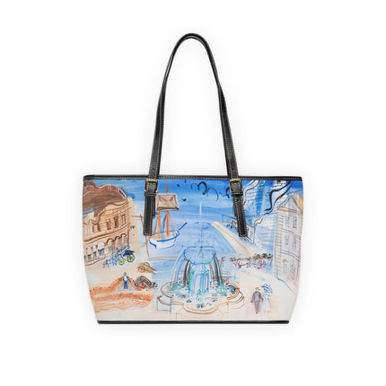 Composition au port et à la fontaine by Raoul Dufy PU Leather Shoulder Bag