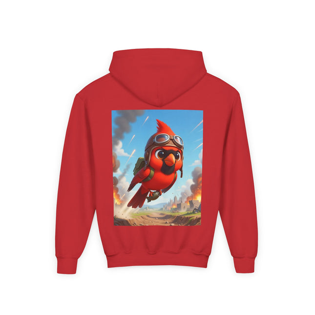 Cardinal Dive Bomber Youth Hooded Sweatshirt – Bold Flight & Fearless Adventure