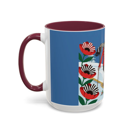 🎿🎄 The Christmas Holly Skier Colorful Mug – Whimsical Holiday Fantasy