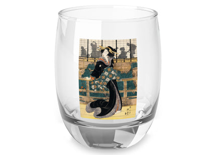 Japanese woman woodcut print by Kikukawa Eizan Whiskey Glass