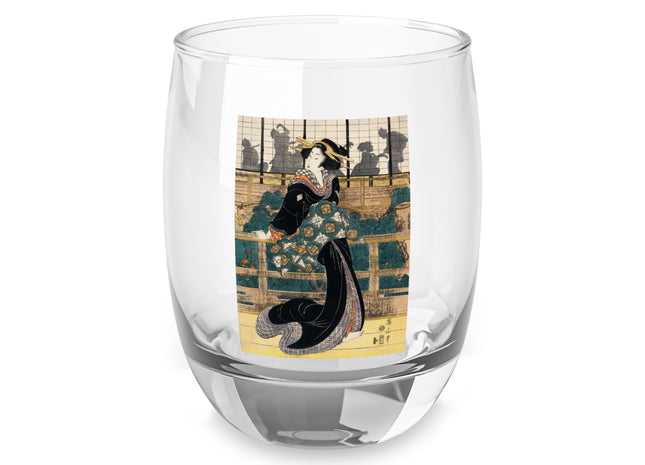 Japanese woman woodcut print by Kikukawa Eizan Whiskey Glass