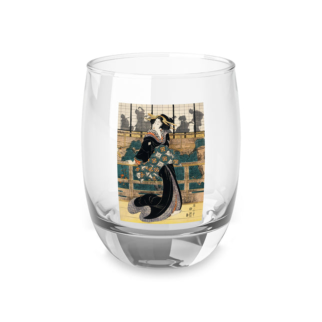 Japanese woman woodcut print by Kikukawa Eizan Whiskey Glass