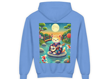 Melodic Kitten by the Koi Pond Youth Heavy Blend Hooded Sweatshirt