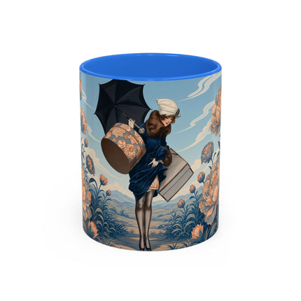 ☔🌸 The Grand Floral Journey Colorful Mug – Art Deco Travel Elegance