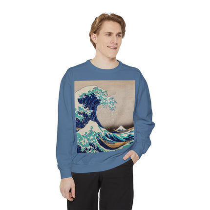 The Great Wave off Kanagawa by Katsushika Hokusai Garment-Dyed Sweatshirt