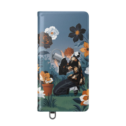 🌹💧 The Midnight Garden Keeper Flip Case – Art Deco Floral Fantasy