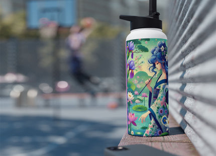 Fairy of the Koi Pond Stainless Steel Water Bottle, Standard Lid