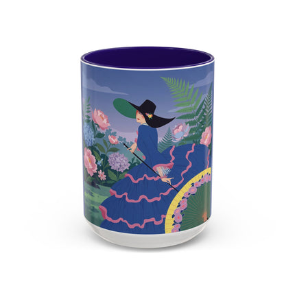 The Lady Of The Garden Stroll Colorful Mugs – Art Deco Botanical Elegance