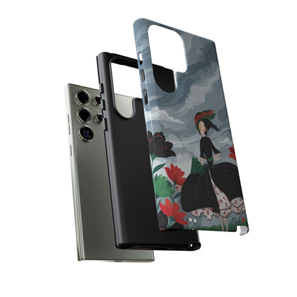 🌧️🌺 The Stormy Flower Walk Phone Case – Art Deco Floral Fashion
