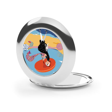 Beachside Promenade Compact Mirror – Glamorous Summer Stroll & Retro Chic
