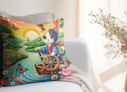 Sailor Kitten’s River Adventure Spun Polyester Square Pillow