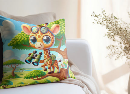 Giraffe Lookout Spun Polyester Square Pillow