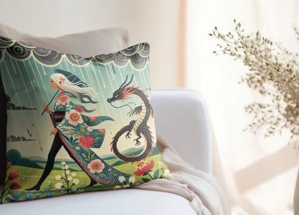 The Dragon Fairy’s Stride Spun Polyester Square Pillow