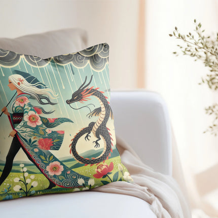 The Dragon Fairy’s Stride Spun Polyester Square Pillow