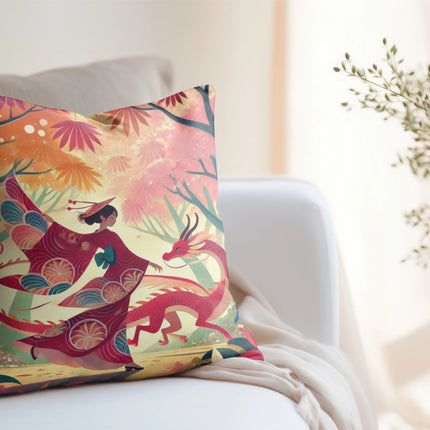 The Dragon Fairy’s Dance Spun Polyester Square Pillow