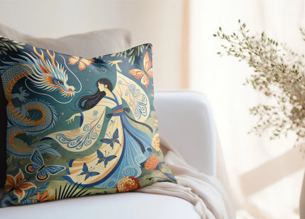 Fairy Waltz in the Butterfly Garden Spun Polyester Square Pillow