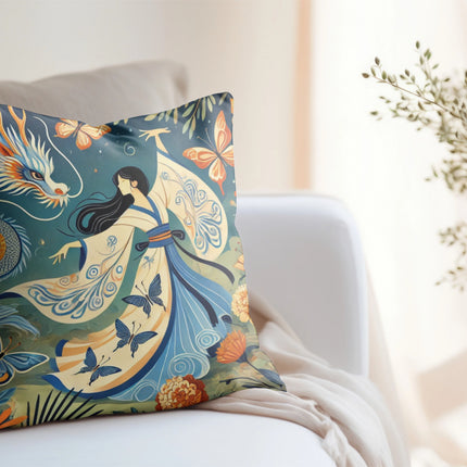 Fairy Waltz in the Butterfly Garden Spun Polyester Square Pillow
