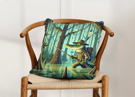 Swamp Stalker Spun Polyester Square Pillow