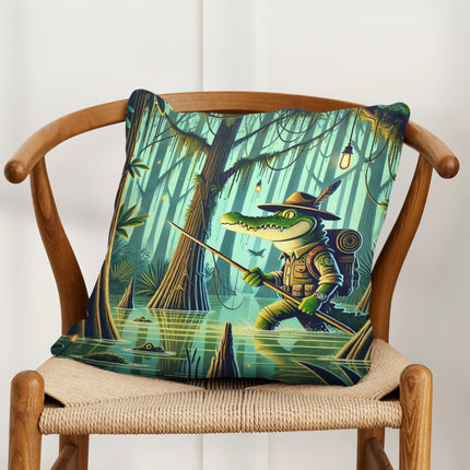 Swamp Stalker Spun Polyester Square Pillow