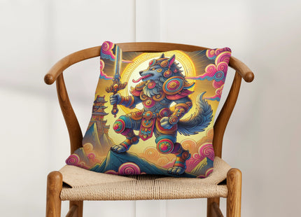 Mountain Wolf Spun Polyester Square Pillow