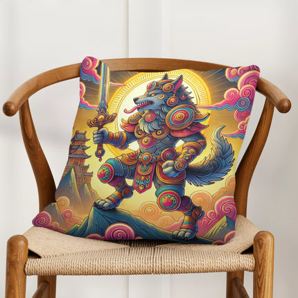 Mountain Wolf Spun Polyester Square Pillow