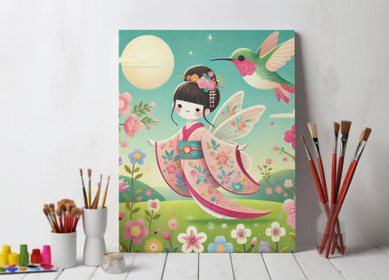 Geisha Fairy and the Hummingbird Blossom Giclée Art Print