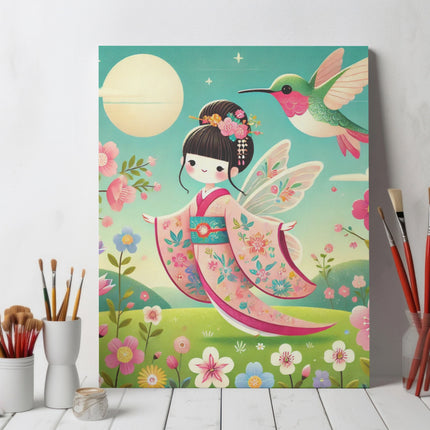Geisha Fairy and the Hummingbird Blossom Giclée Art Print