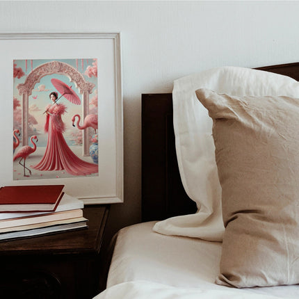 Petals, Porcelain, and Flamingos Matte Vertical Posters