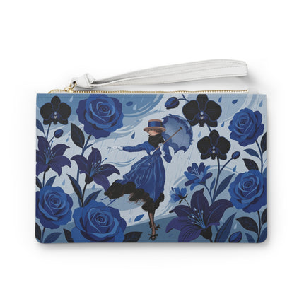 ☔💙 The Blue Rain Promenade Clutch Bag – Art Deco Floral Fashion