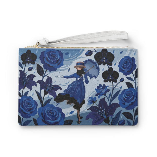 ☔💙 The Blue Rain Promenade Clutch Bag – Art Deco Floral Fashion