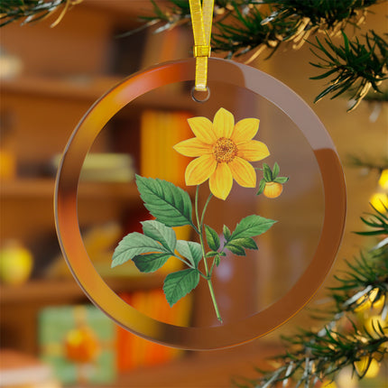 Dahlia botanical illustration by Pierre-Joseph Redouté Glass Ornament