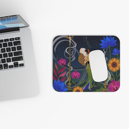 🌙🪷 The Lady Of The Midnight Marionette Mouse Pad – Art Deco Floral Fantasy