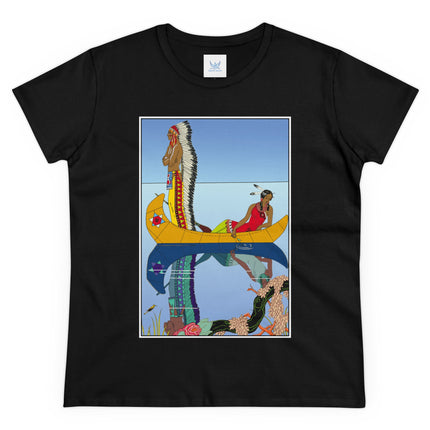Le long du Missouri (Indian couple in a canoe on the Missouri River) by George Barbier Women's Midweight Cotton Tee