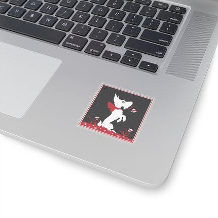 The Enchanting White Terrier with a Red Bow Kiss-Cut Stickers (4 Sizes)