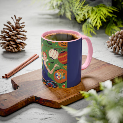 🏮🎃 The Lady Of Halloween Lanterns Colorful Mug – Colorful Art Deco Halloween Charm