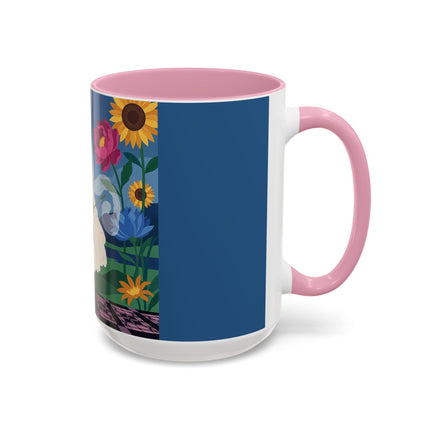 The Lady Of The Golden Parasol Colorful Mugs – Art Deco Botanical Elegance