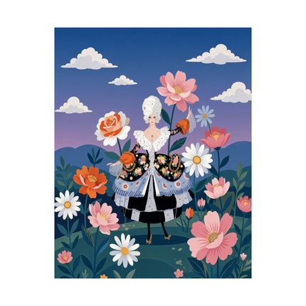 🌸👑 The Lady Of The Grand Flower Promenade Matte Vertical Poster – Art Deco Floral Elegance