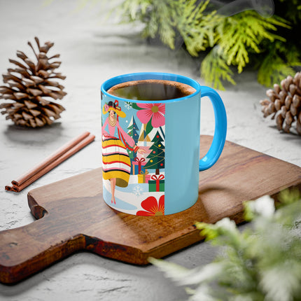 🌼🎄 The Christmas Blossom Belle Colorful Mug – Colorful Art Deco Holiday Fantasy