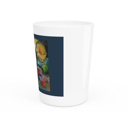 Two Cats, Blue and Yellow by Franz Marc Ceramic Shot Glass