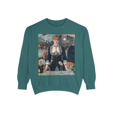 A Bar at the Folies-Bergère by Edouard Manet Unisex Garment-Dyed Sweatshirt
