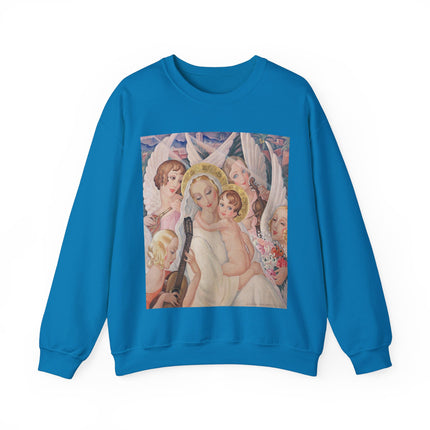 Madonna with Child Surrounded by Musical Angels by Gerda Wegener Heavy Blend™ Crewneck Sweatshirt