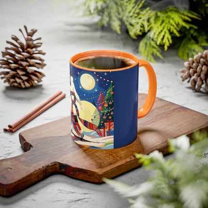 🌙🎿 The Moonlit Christmas Skier Colorful Mug – Whimsical Holiday Fantasy