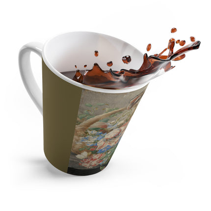 A Basket with Flowers by Herman Henstenburgh Latte Mug