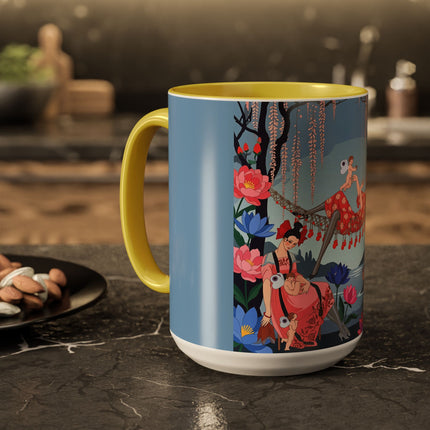 The Ladies Of The Enchanted Hammock Colorful Mugs – Art Deco Whimsical Garden Elegance