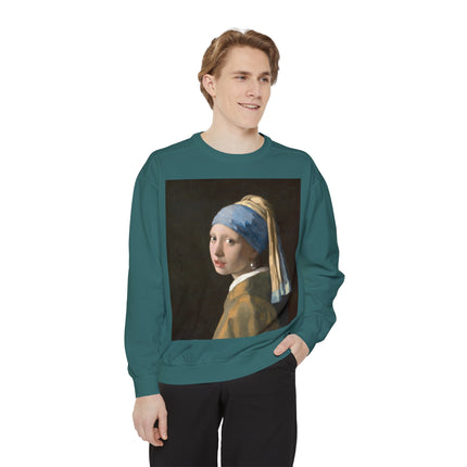Girl with a Pearl Earring by Johannes Vermeer Unisex Garment-Dyed Sweatshirt
