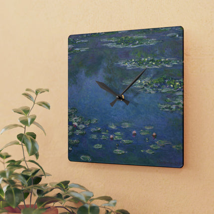 Water Lilies by Claude Monet Acrylic Wall Clock, Round and Square