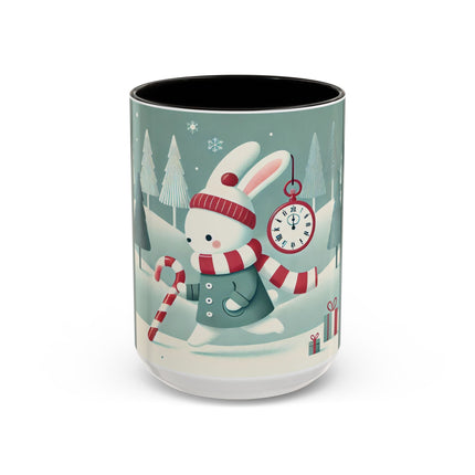 Candy Cane Timekeeper Bunny Colorful Mugs (11oz, 15oz)