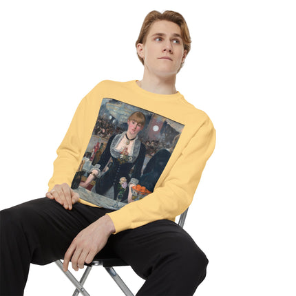 A Bar at the Folies-Bergère by Edouard Manet Unisex Garment-Dyed Sweatshirt